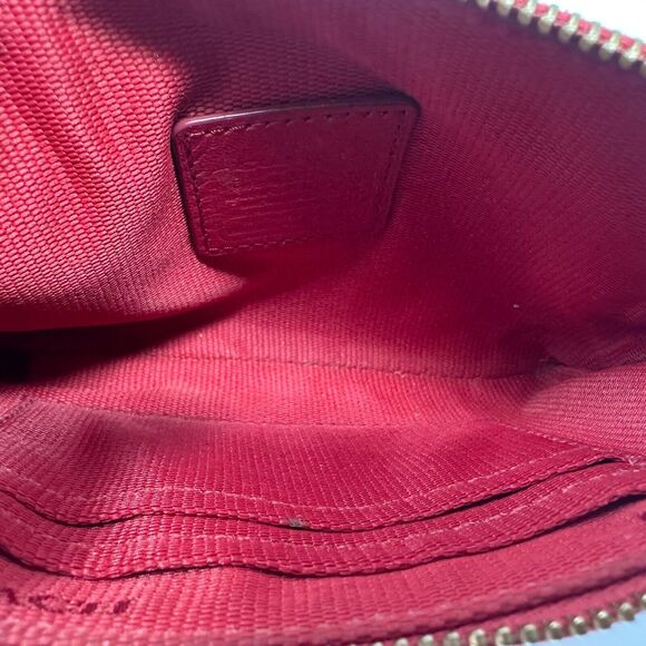 Coach Vintage Red Wristlet Wallet Pebbles Leather Zip Up Strap Stagecoach - Picture 7 of 10